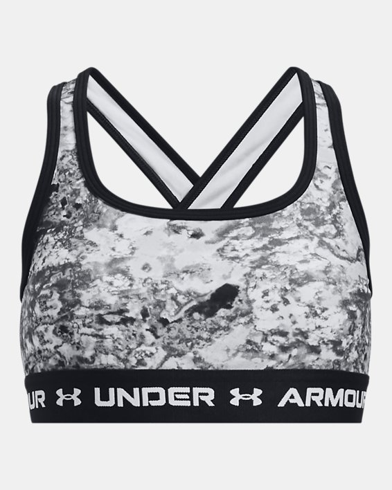 Girls' UA Crossback Printed Sports Bra in Gray image number 0